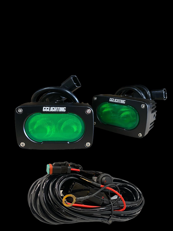 GP10 Offroad LED Pod Bundle Green With Wiring Harness