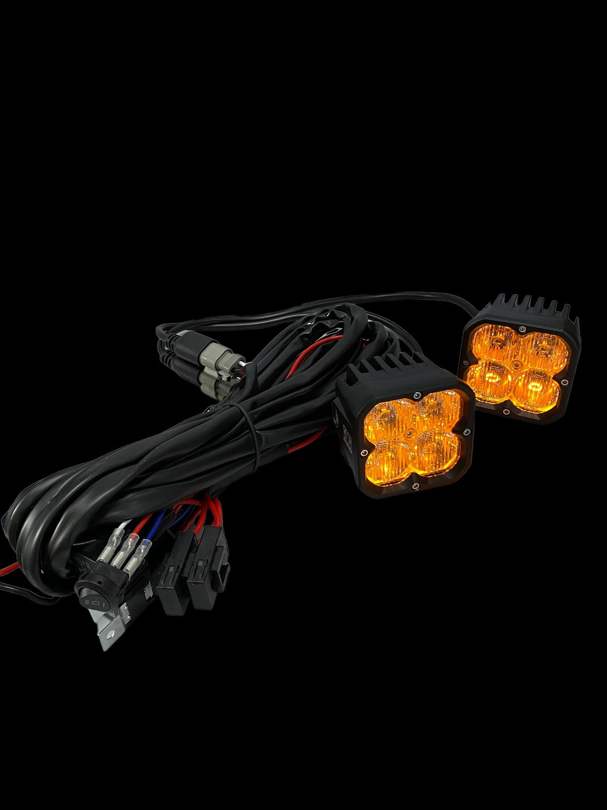 Amber Backlit Race Series Offroad LED Pod Pair With Harness