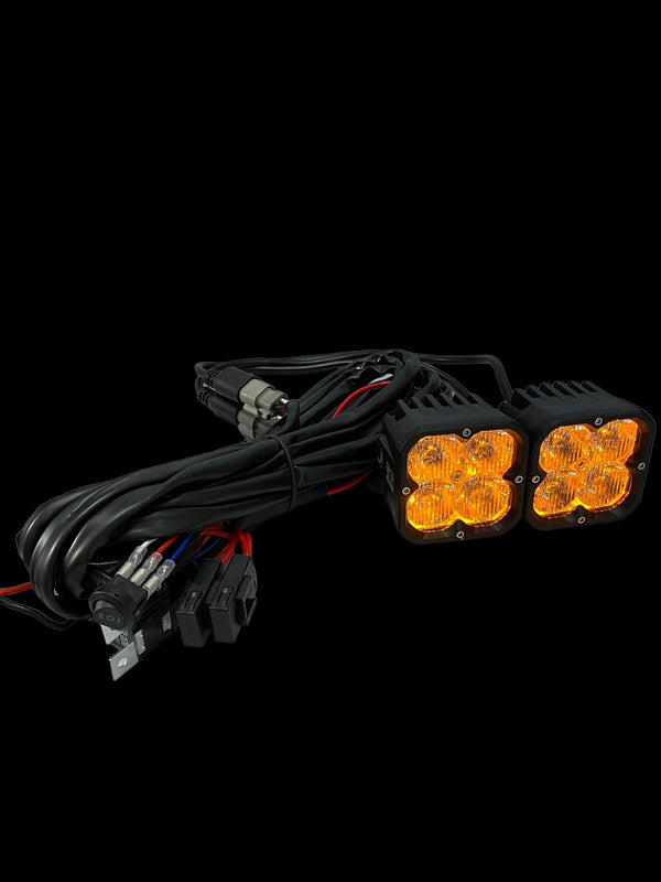 Amber Backlit Race Series Offroad LED Pod Pair With Harness