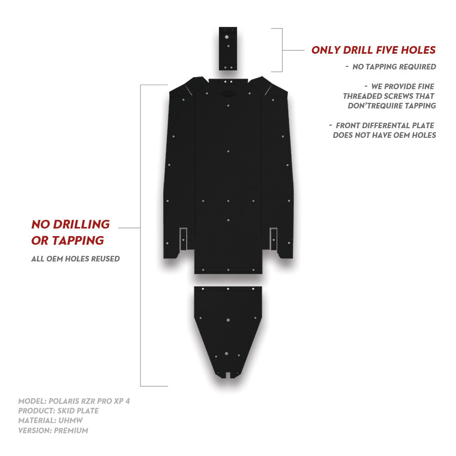 Skid Plate  |  Premium 3-Piece  |  UHMW  |  Polaris RZR Pro XP 4