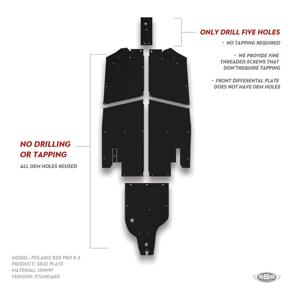 Skid Plate  |  Standard 6-Piece  |  UHMW  |  Polaris RZR Pro R 4