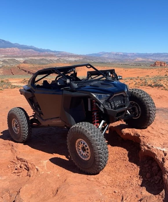 voodoo turbo r 2 seat roll cage installed on a balck polaris turbo r 