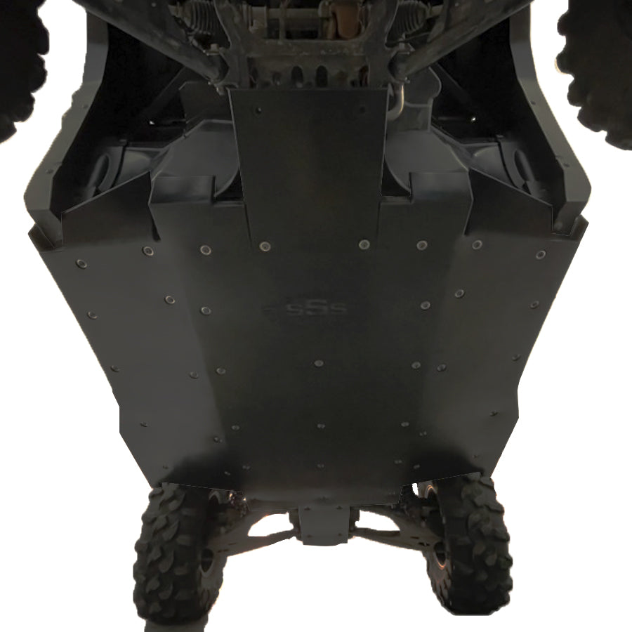 Yamaha Wolverine RMAX Premium Skid Plate: Genuine UHMW, 3/8" thick. Flushed hardware, seamless coverage, reduced snag. Massive main panel, 3-piece design for the reinforced bottom. Built-in 2" lip for added frame protection.